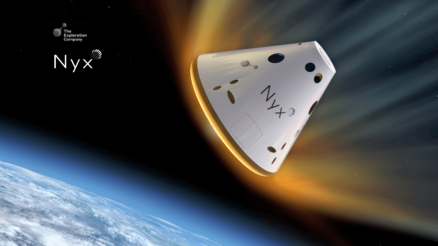 a white capsule falling to earth