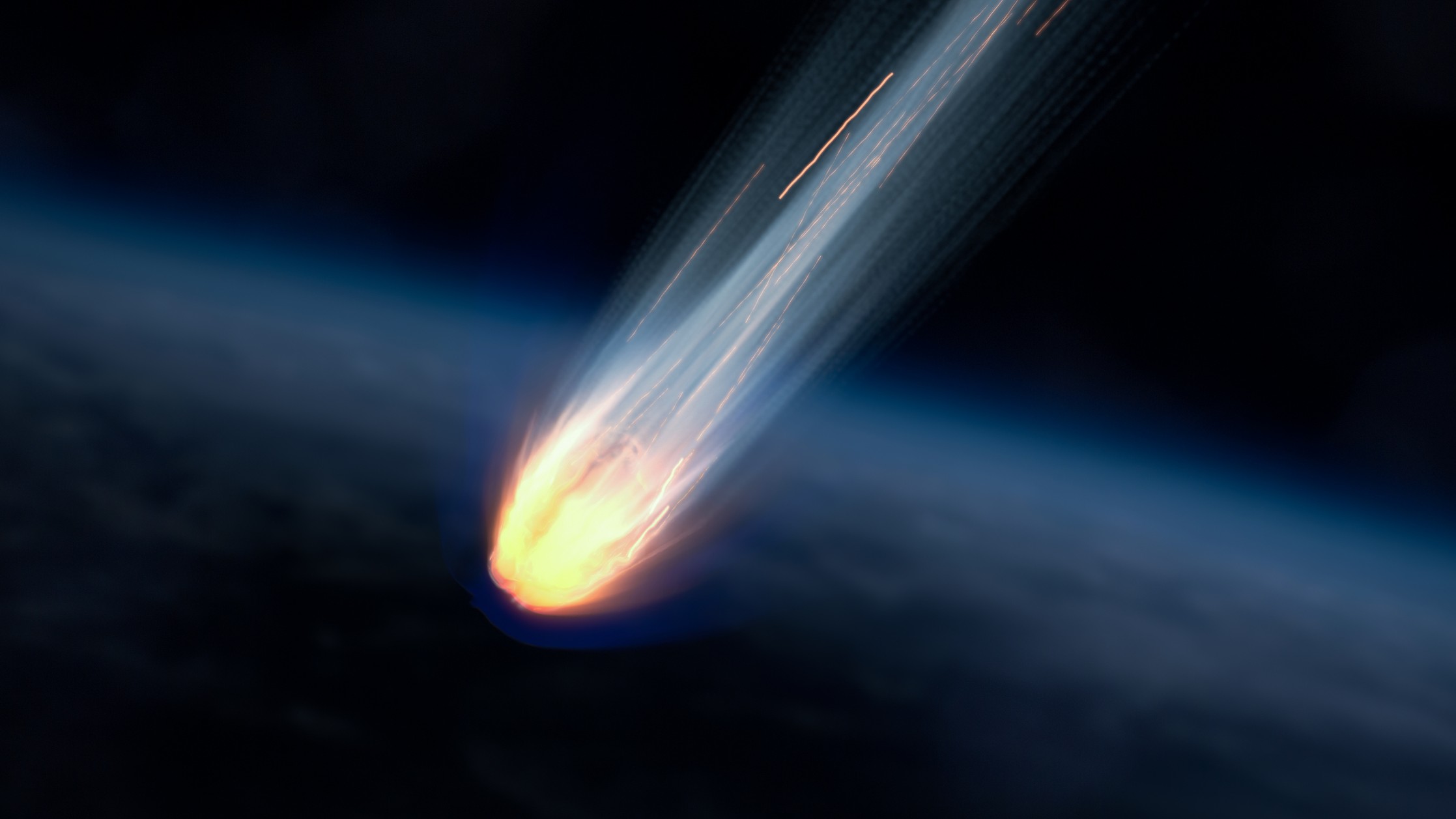 An artist's impression of a fireball colliding with Earth's orbit