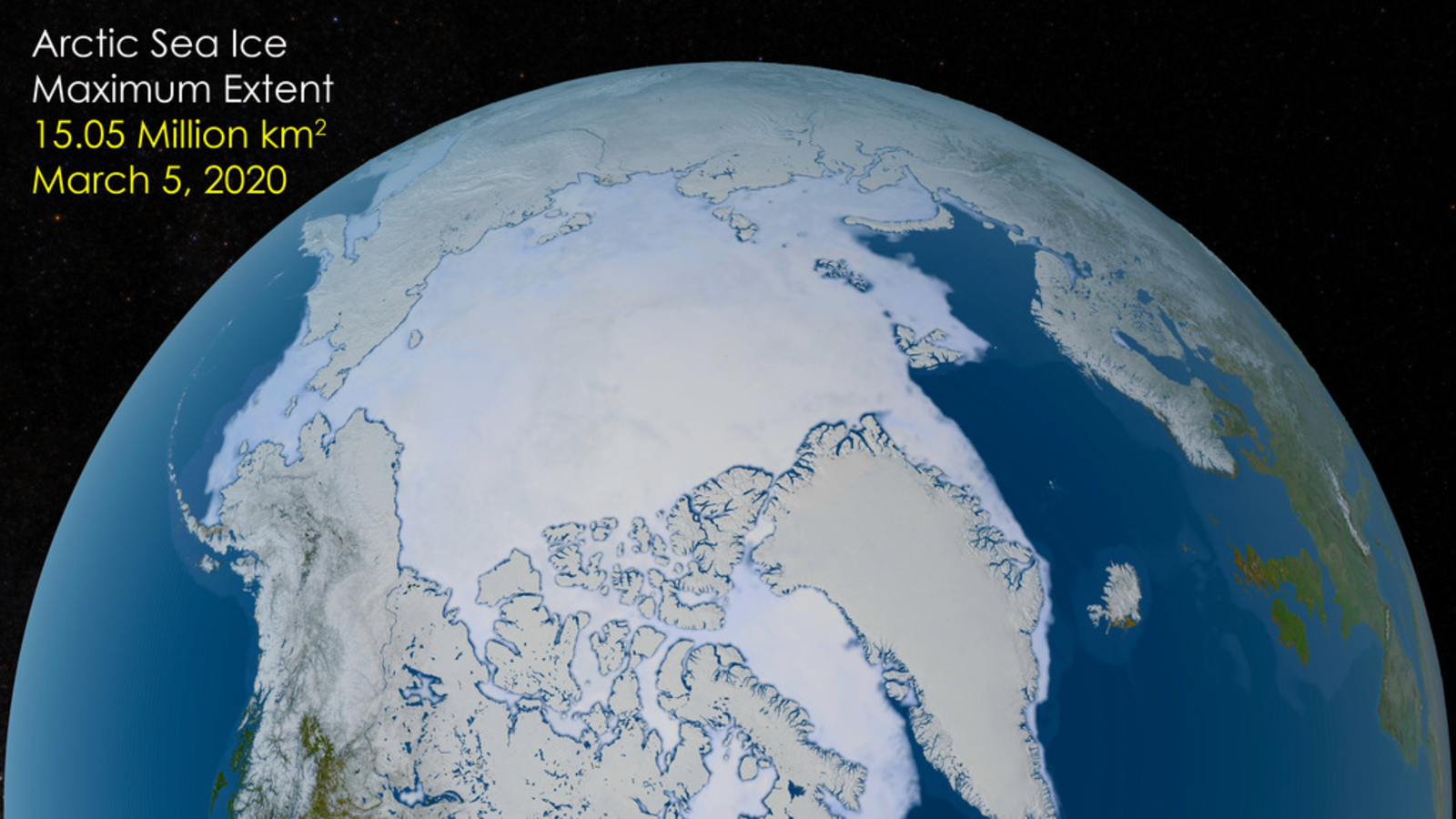 A photo of the Earth&#039;s north pole showing its sea ice