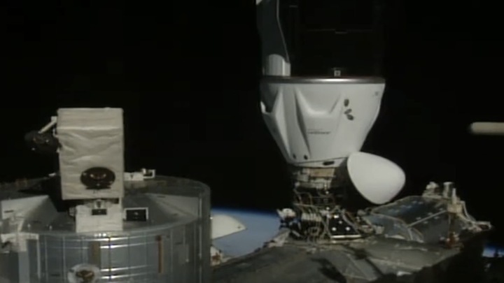 SpaceX's Crew Dragon Grace is docked with the International Space Station June 26, 2025.